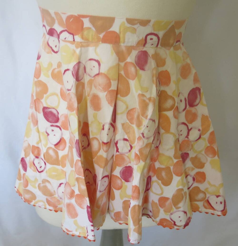 VINTAGE 1950/1960 Half Apron Handmade Apple/Lemon/Orange Pocket Ric Rac Farm